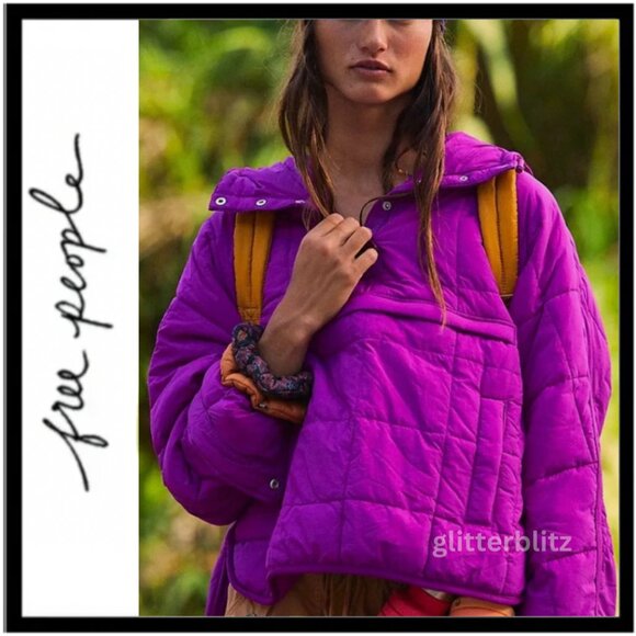 Free PeopleMovement Pippa Packable Puffer Jacket Pullover - VIVID VIOLET - XL
